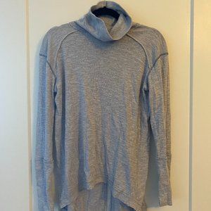 Free People Gray Split Back Turtleneck Top
